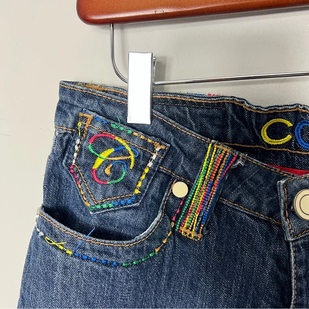 Coogi Australia Vintage y2k Denim Jean Shorts Embroidered Colorful Rainbow